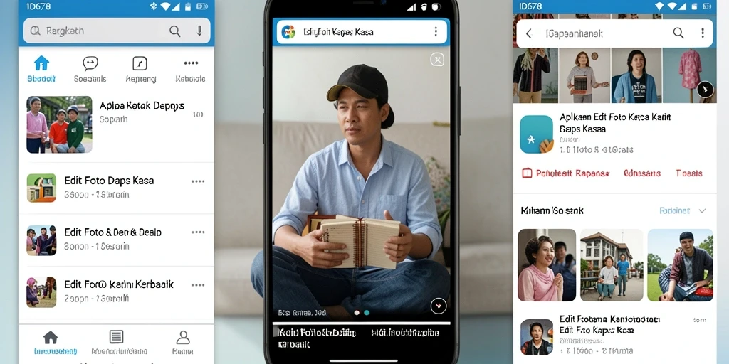 Antarmuka pengguna ID678 dengan fitur Edit Foto Kertas Kaca.