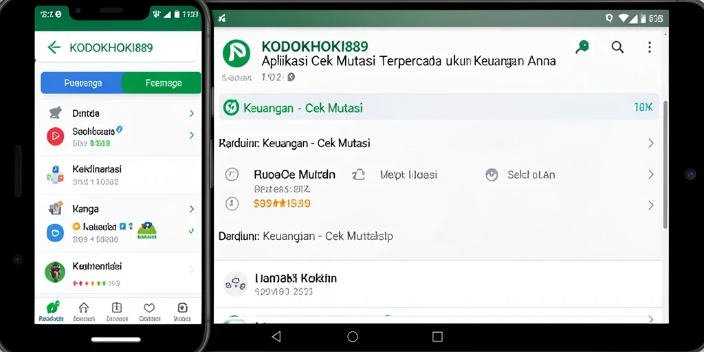 Tampilan antarmuka aplikasi KODOKHOKI889 untuk cek mutasi keuangan.