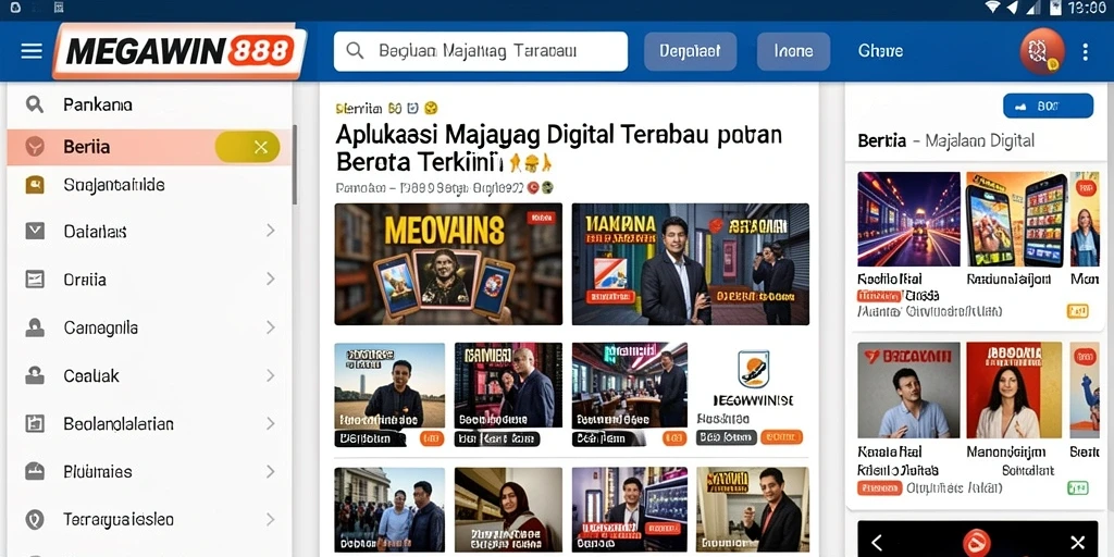 Antarmuka modern dan fungsional dari aplikasi MEGAWIN888.