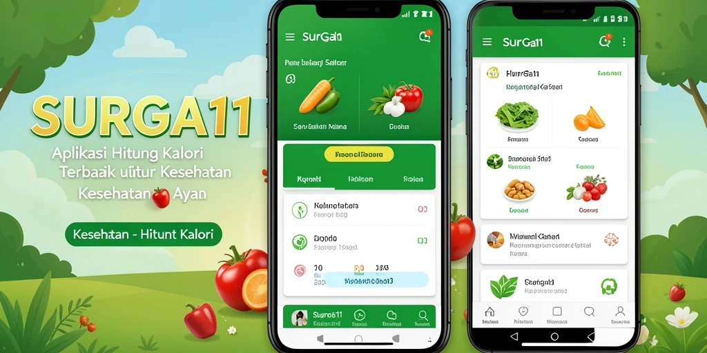 Antarmuka pengguna aplikasi Hitung Kalori SURGA11 yang menarik dan informatif.